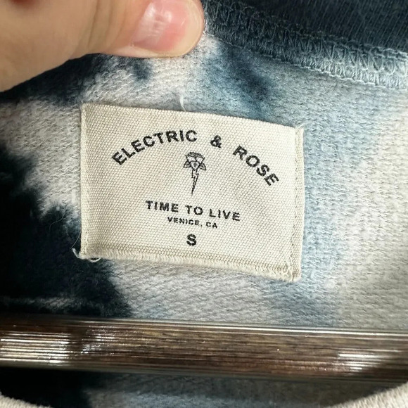 Electric & Rose Sweatshirt Women Small Blue Tie Dye Oversized Hi Low Boho Hippie - Picture 2 of 6